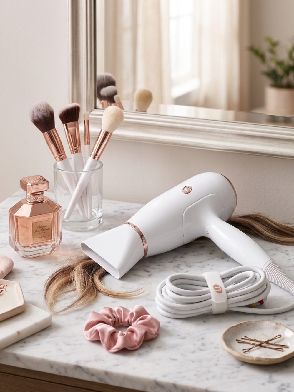 White and Rose Gold Hair Dryer